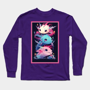 Cute Axolotl Anime Art Design | Cute Animals | Axolotl Hentaii Chibi Kawaii Design Long Sleeve T-Shirt